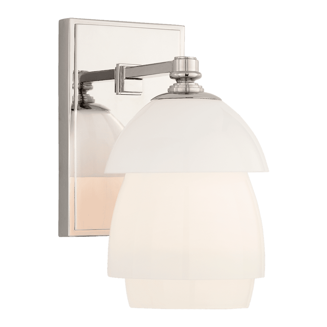 Whitman Small Sconce - Polished Nickel with White Glass Shade Visual Comfort 1
