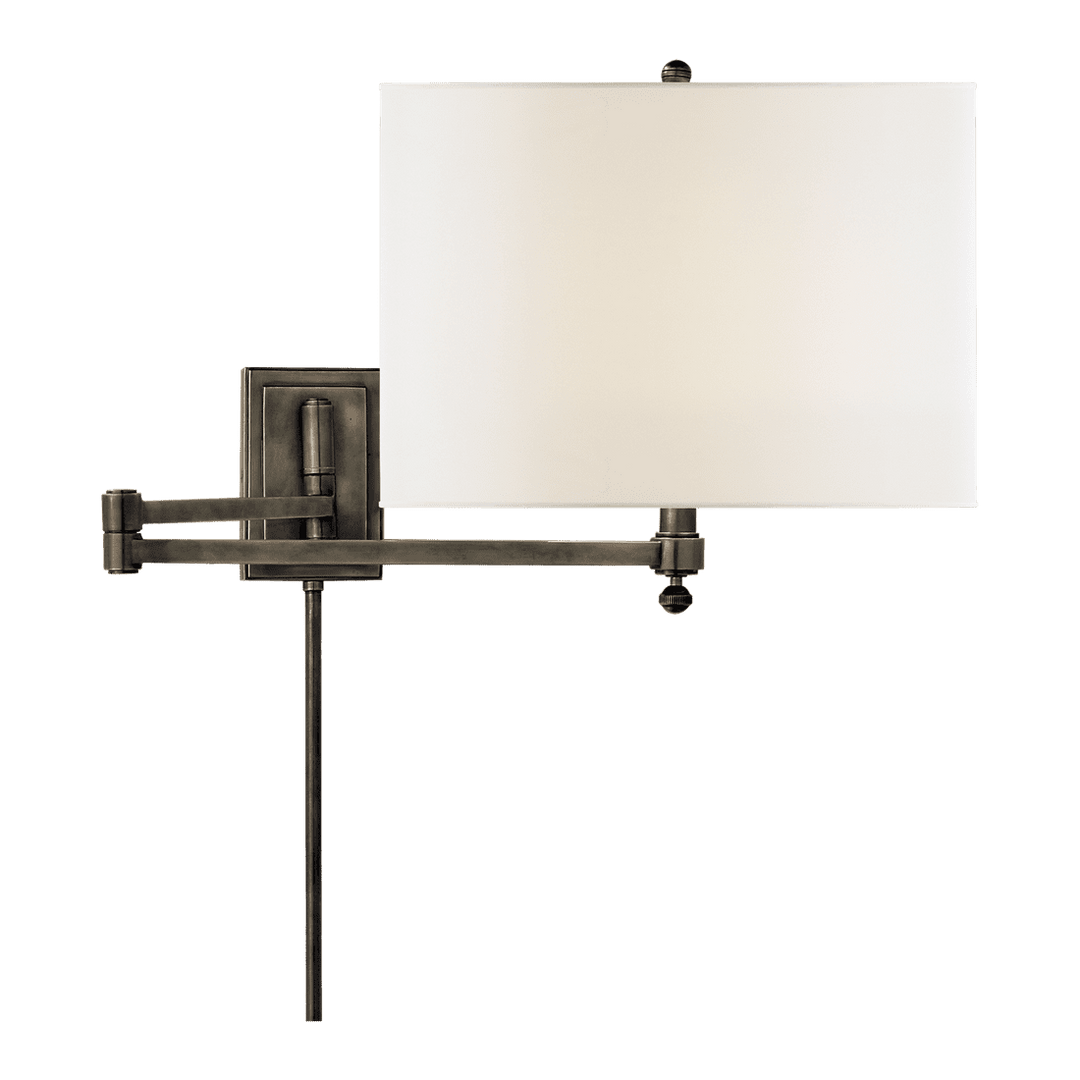 Hudson Swing Arm - Bronze with Linen Shade Visual Comfort 1