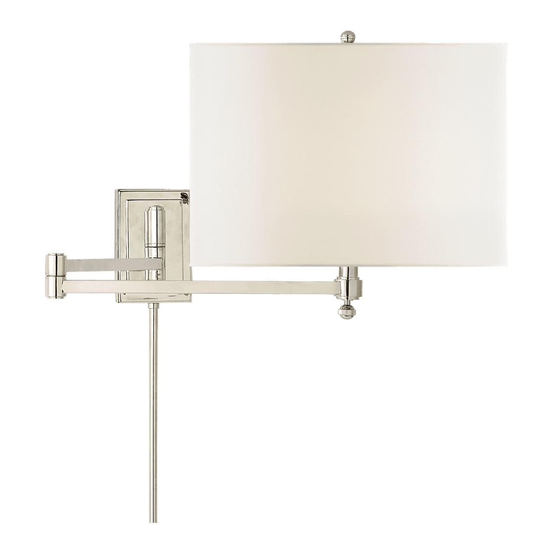 Hudson Swing Arm - Polished Nickel with Linen Shade Visual Comfort 1