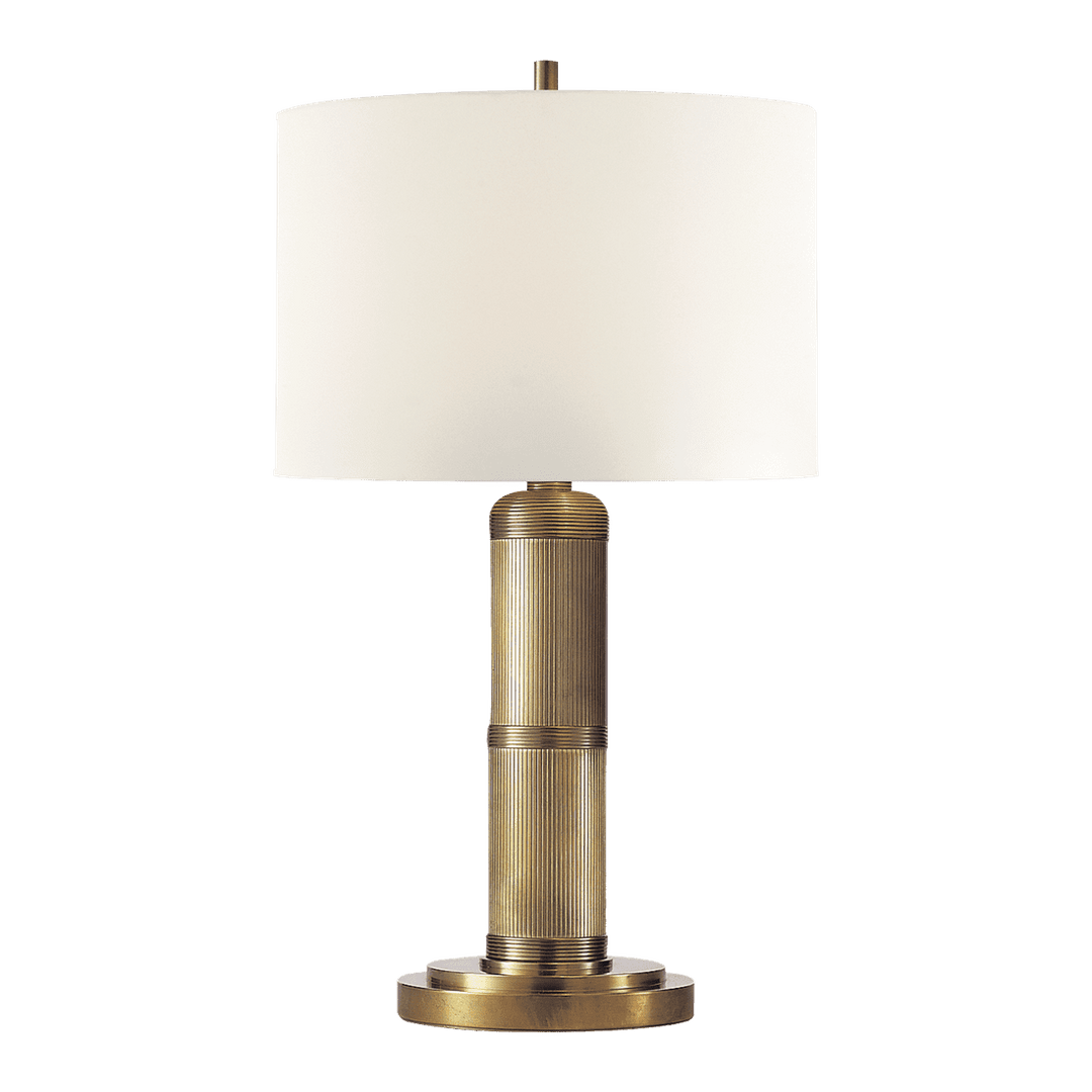 Longacre Small Table Lamp - Antique Brass with Linen Shade Visual Comfort 1