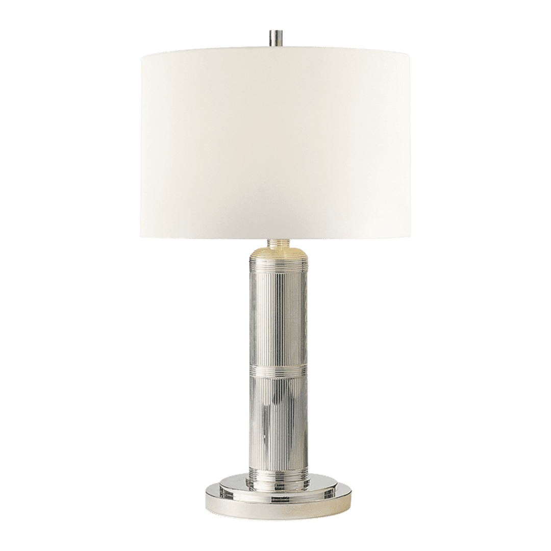 Longacre Small Table Lamp - Polished Nickel with Linen Shade Visual Comfort 1