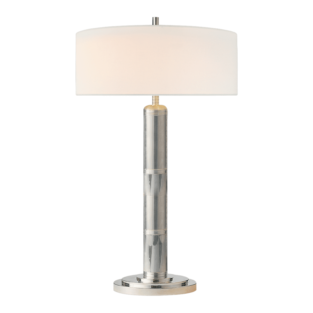 Longacre Tall Table Lamp - Polished Nickel with Linen Shade Visual Comfort 1