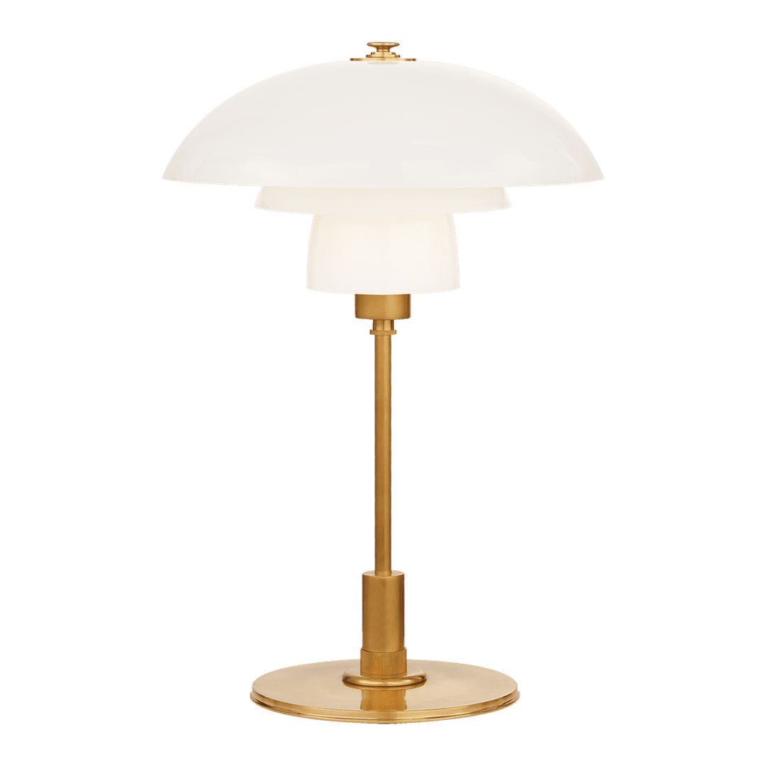 Whitman Desk Lamp - Antique Brass with White Glass Shade Visual Comfort 1