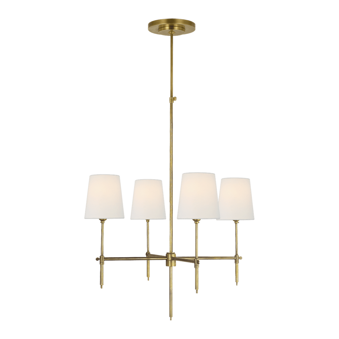 Bryant Small Chandelier - Antique Brass with Linen Shades Visual Comfort 1