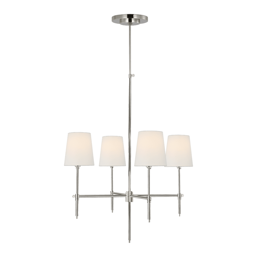 Bryant Small Chandelier - Polished Nickel with Linen Shades Visual Comfort 1