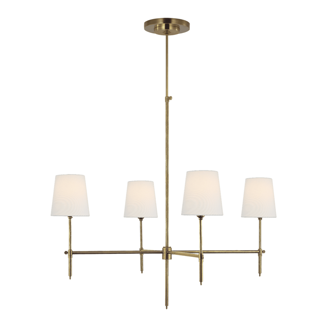 Bryant Large Chandelier - Antique Brass with Linen Shades Visual Comfort 1