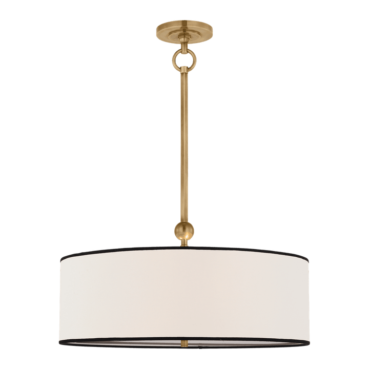 Reed Hanging Shade - Antique Brass with Linen Shade with Black Trim Visual Comfort 1