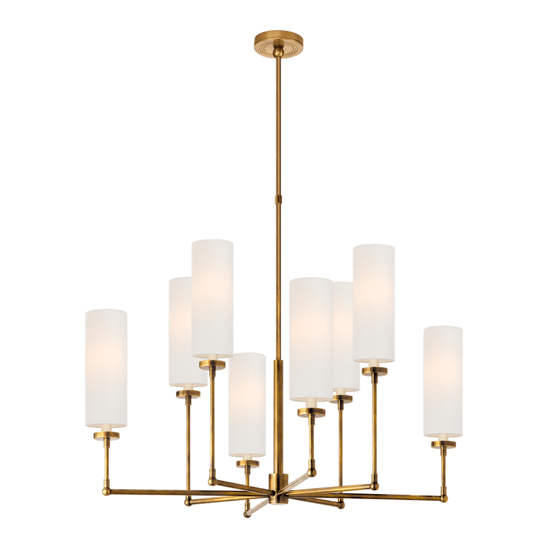 Ziyi Large Chandelier - Antique Brass with Linen Shades Visual Comfort 1