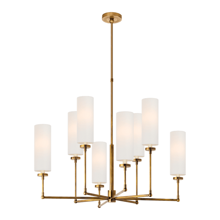 Ziyi Large Chandelier - Antique Brass with Linen Shades Visual Comfort 1