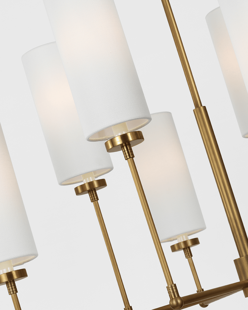 Ziyi Large Chandelier - Antique Brass with Linen Shades Visual Comfort 2