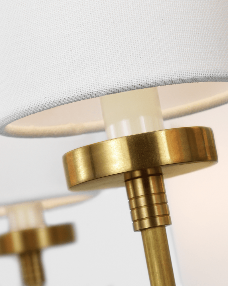 Ziyi Large Chandelier - Antique Brass with Linen Shades Visual Comfort 3