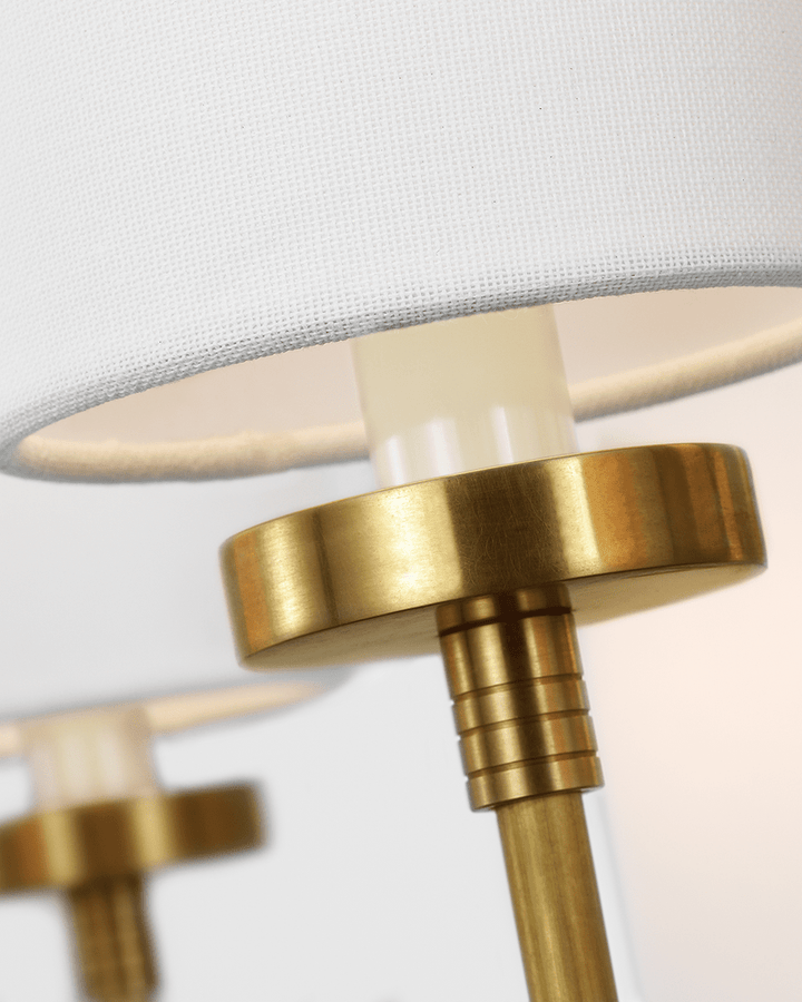 Ziyi Large Chandelier - Antique Brass with Linen Shades Visual Comfort 3