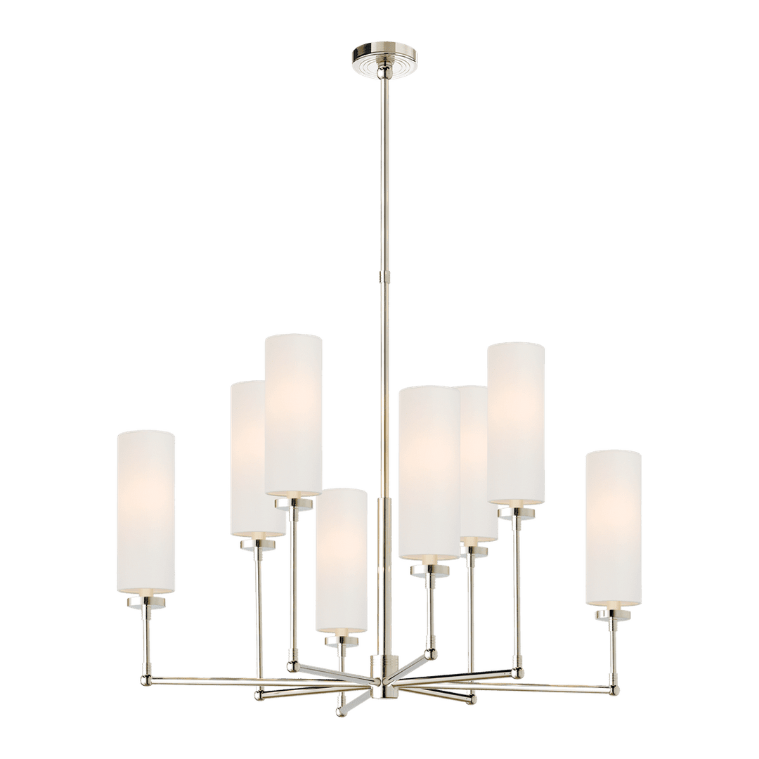 Ziyi Large Chandelier - Polished Nickel with Linen Shades Visual Comfort 1