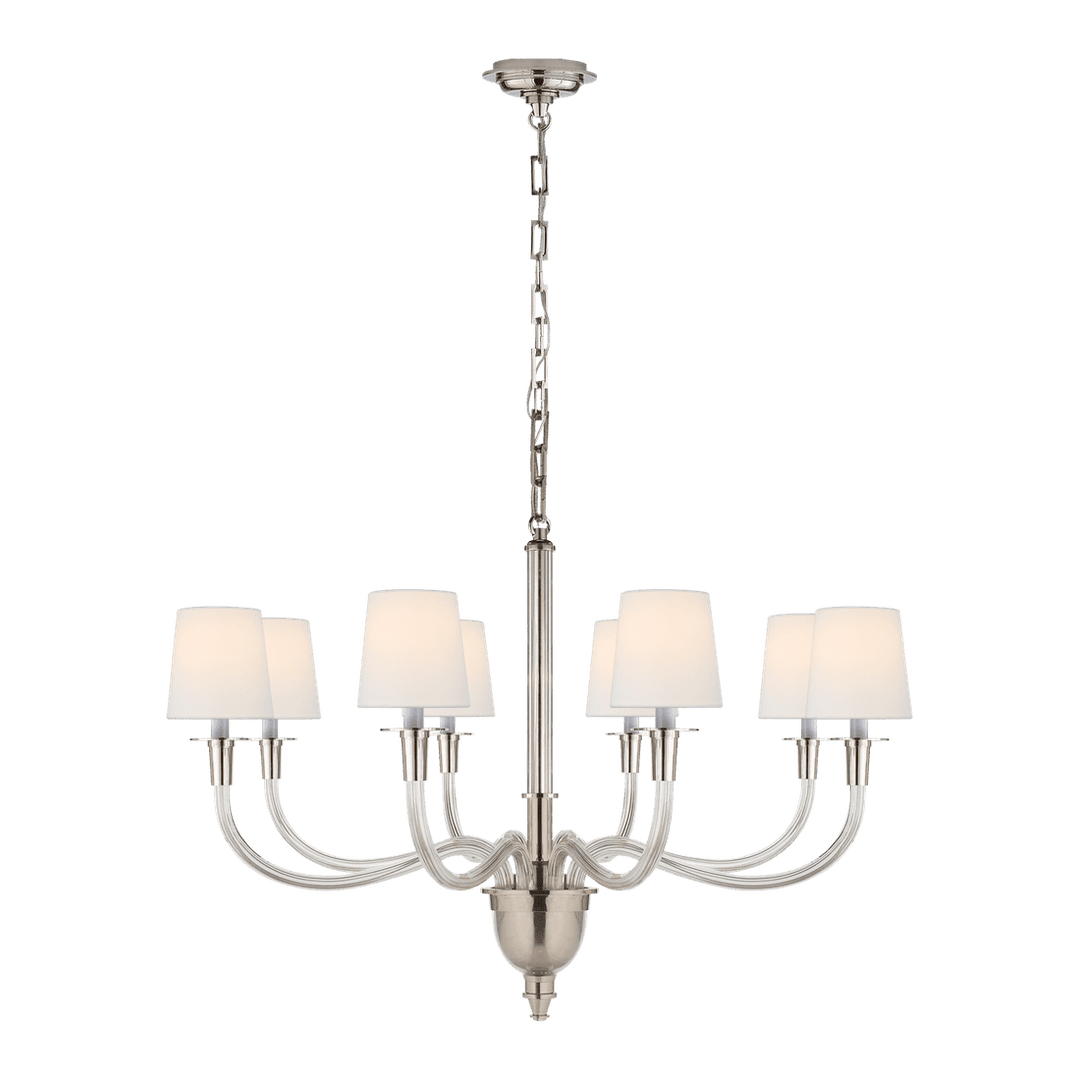 Vivian Large One-Tier Chandelier - Polished Nickel with Linen Shades Visual Comfort 1