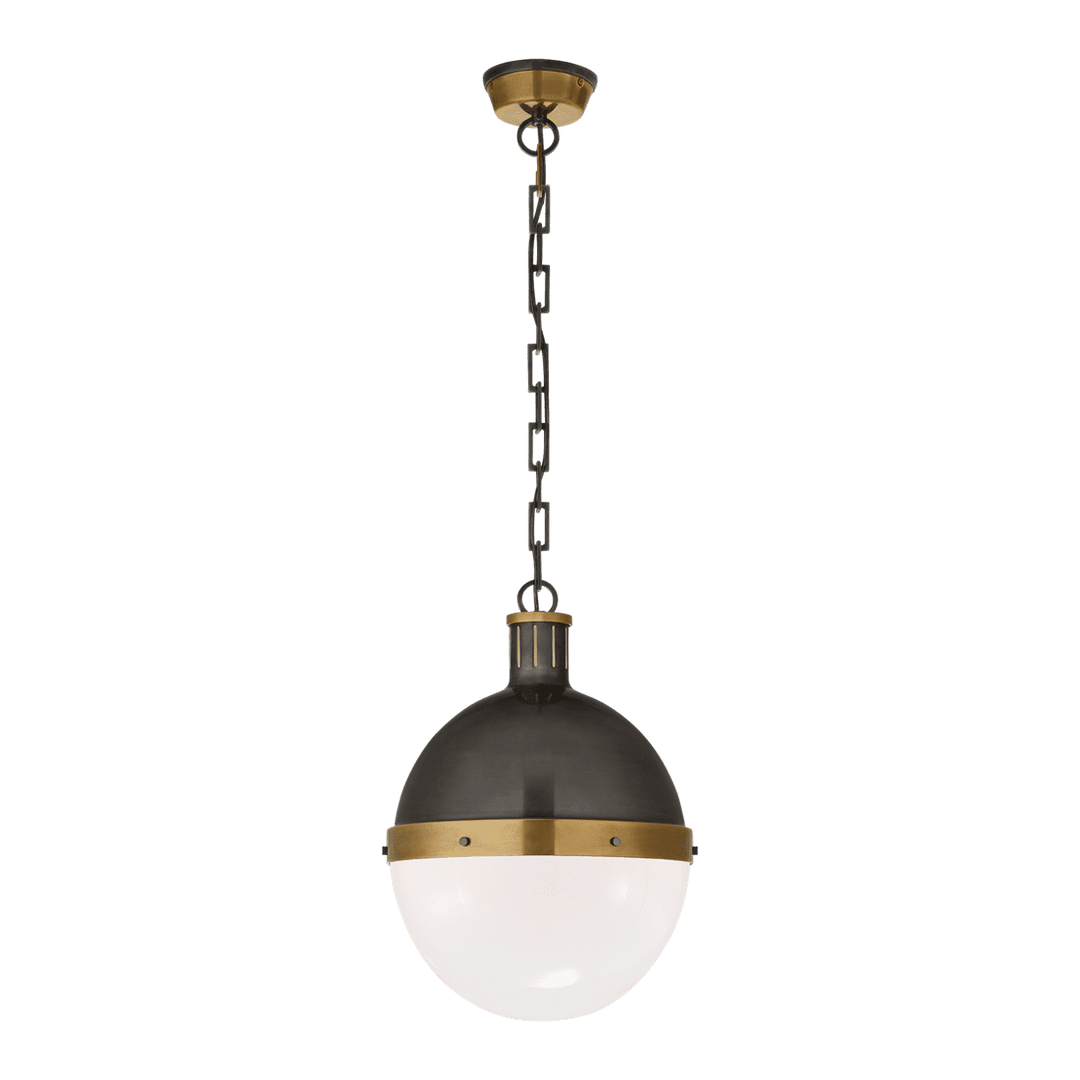 Hicks Large Pendant - Bronze & Antique Brass with White Glass Visual Comfort 1