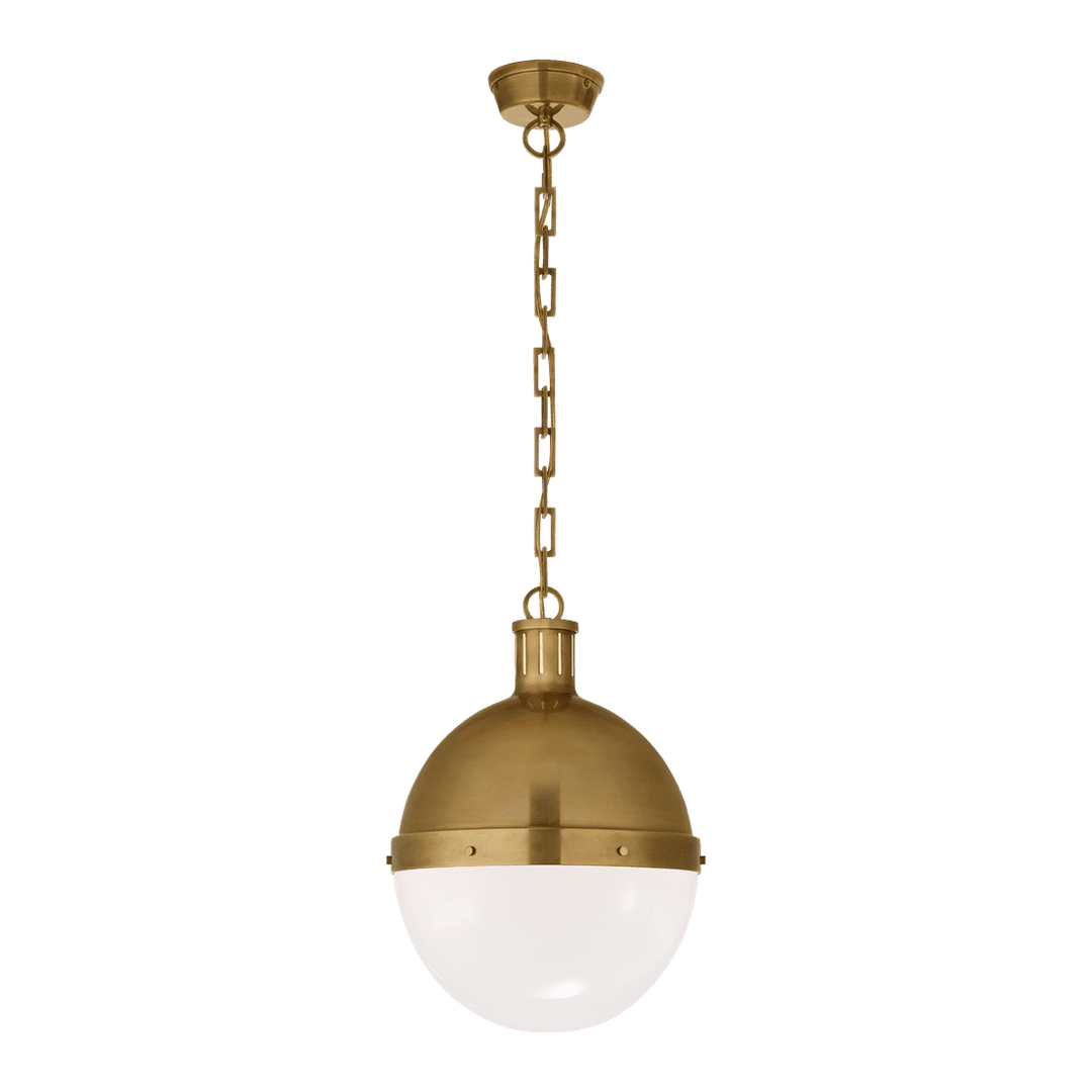Hicks Large Pendant - Antique Brass with White Glass Visual Comfort 1