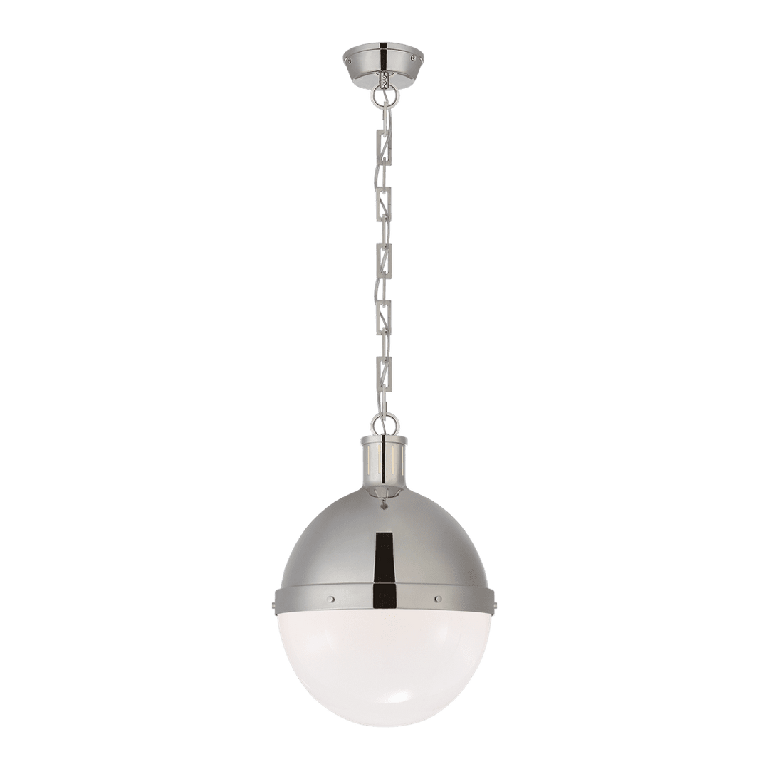Hicks Large Pendant - Polished Nickel with White Glass Visual Comfort 1