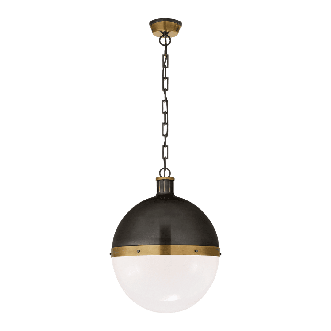 Hicks Extra Large Pendant - Bronze & Antique Brass with White Glass Visual Comfort 1