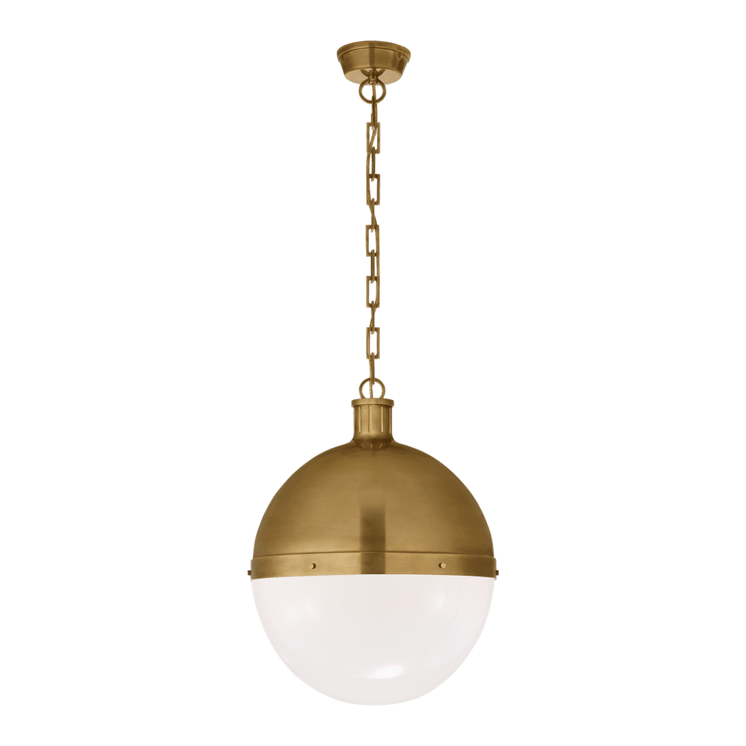 Hicks Extra Large Pendant - Antique Brass with White Glass Visual Comfort 1