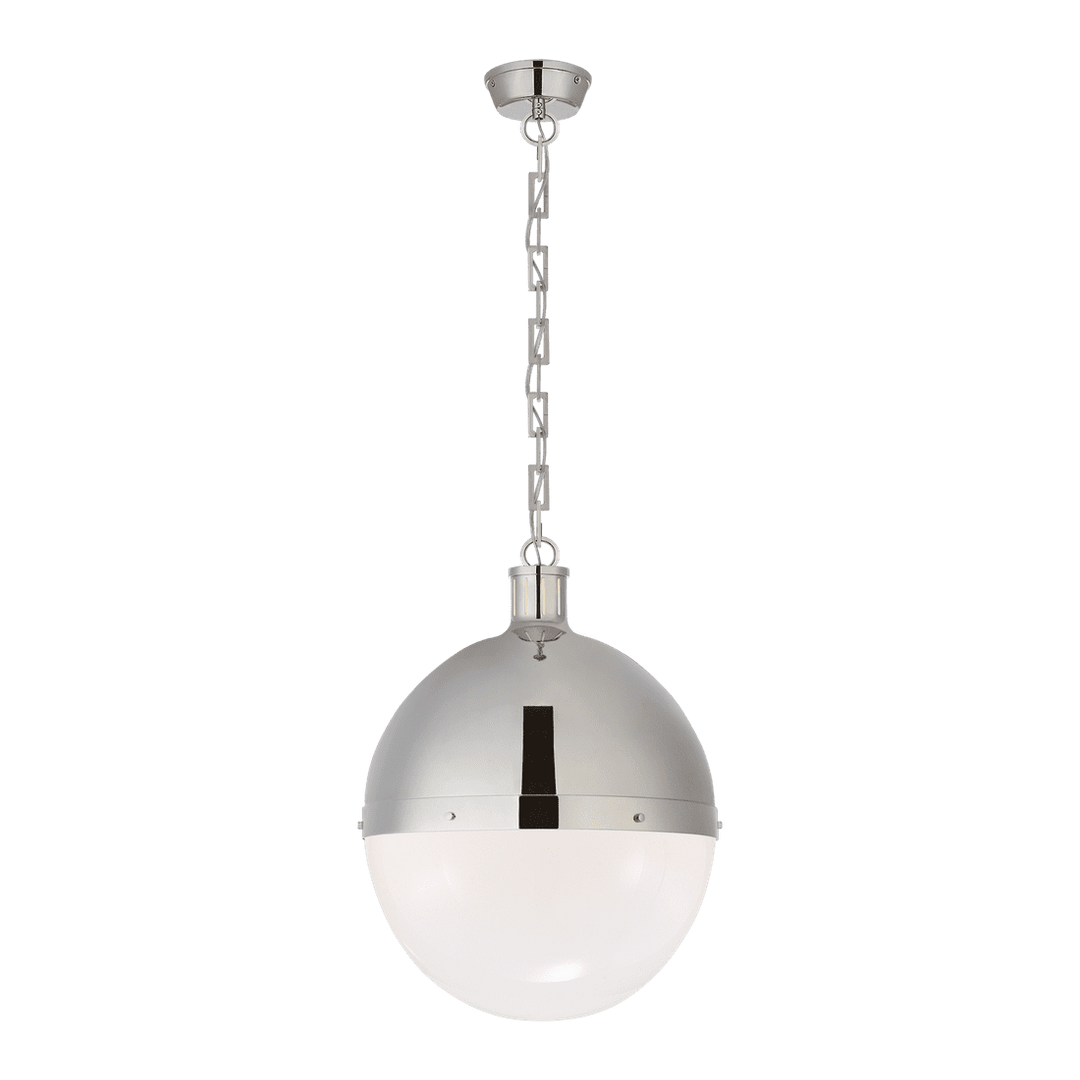 Hicks Extra Large Pendant - Polished Nickel with White Glass Visual Comfort 1
