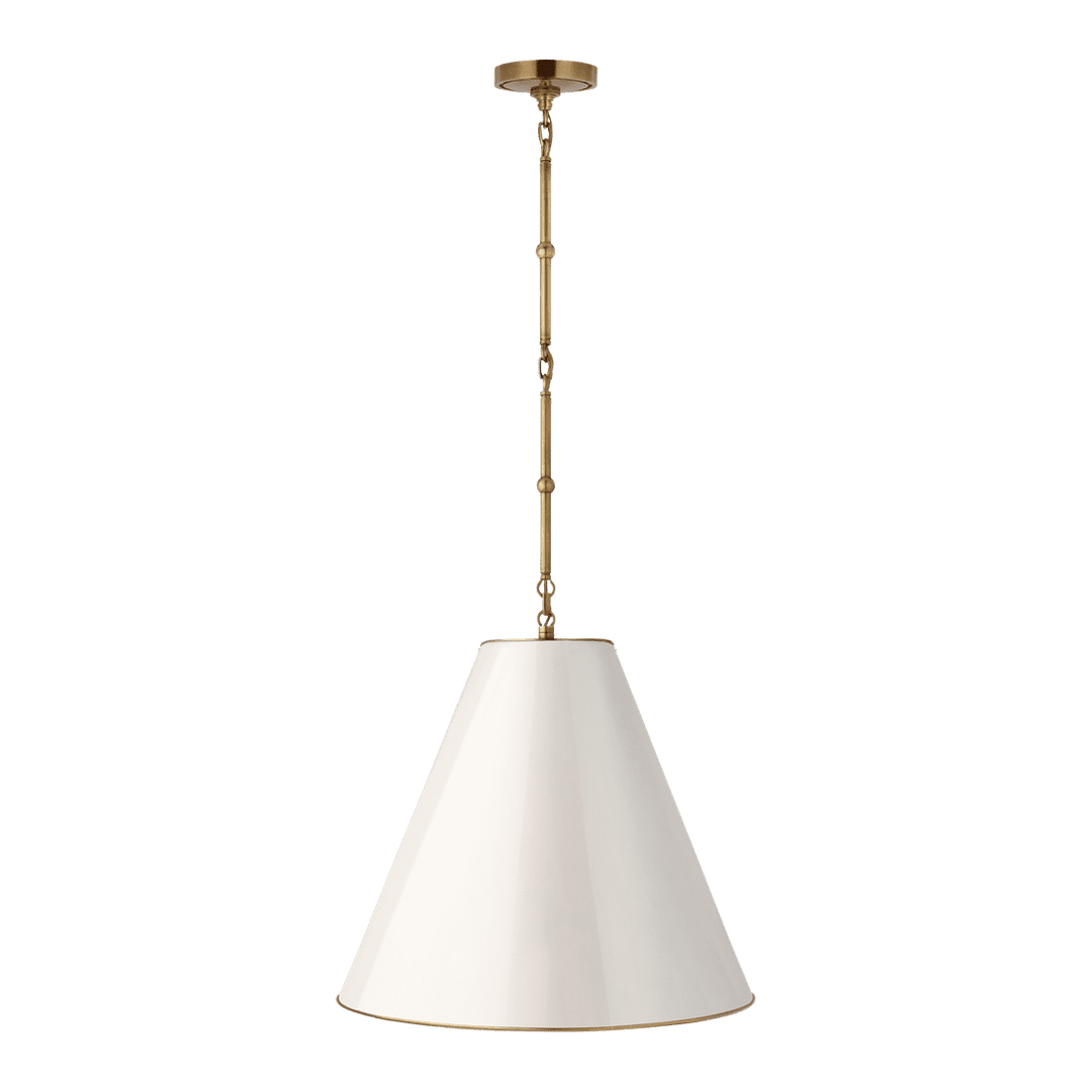 Goodman Medium Hanging Light - Antique Brass with Antique White Shade Visual Comfort 1