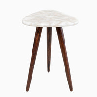 Ivy & Elm Benny White Agate End Table - Wooden Legs