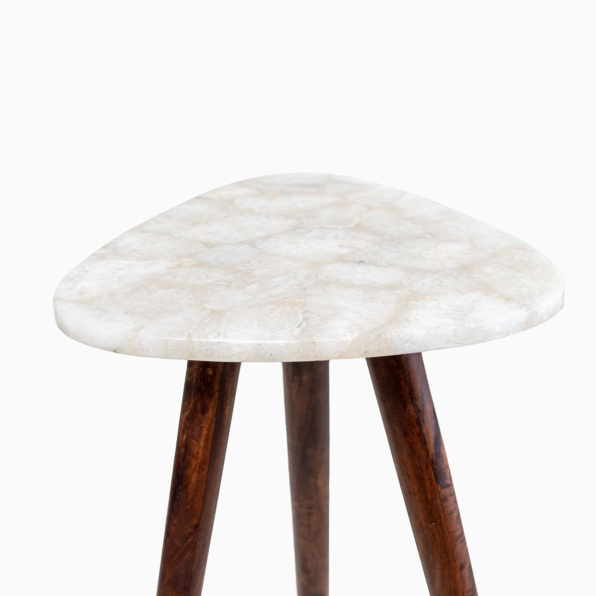 Ivy & Elm Benny White Agate End Table - Wooden Legs