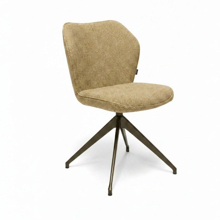 Toby Mustard Monza Melange Swivel Dining Chair - Anodic Brown