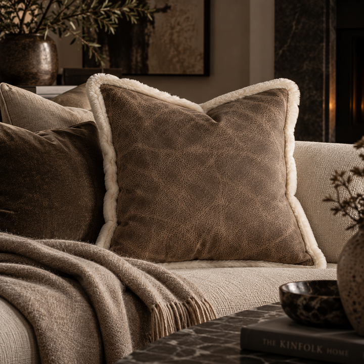 Toughnut Distressed Faux Leather Cushion 45x45cm