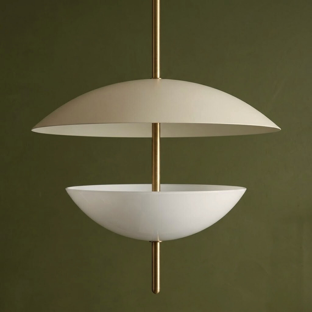 Dion 3 Light Pendant Light - Patina Brass & Soft Sand