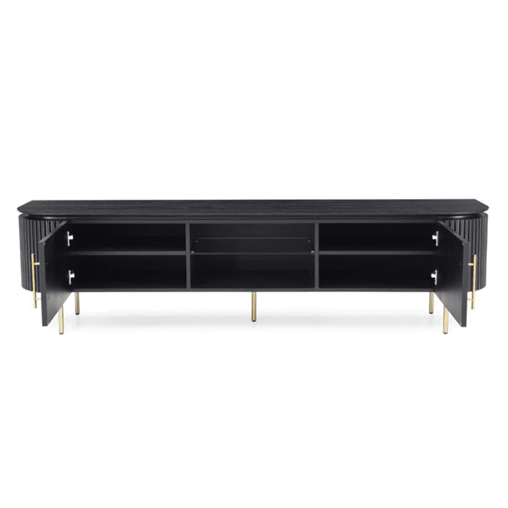 Tommy Franks Lantine Oak TV Unit in Matte Black