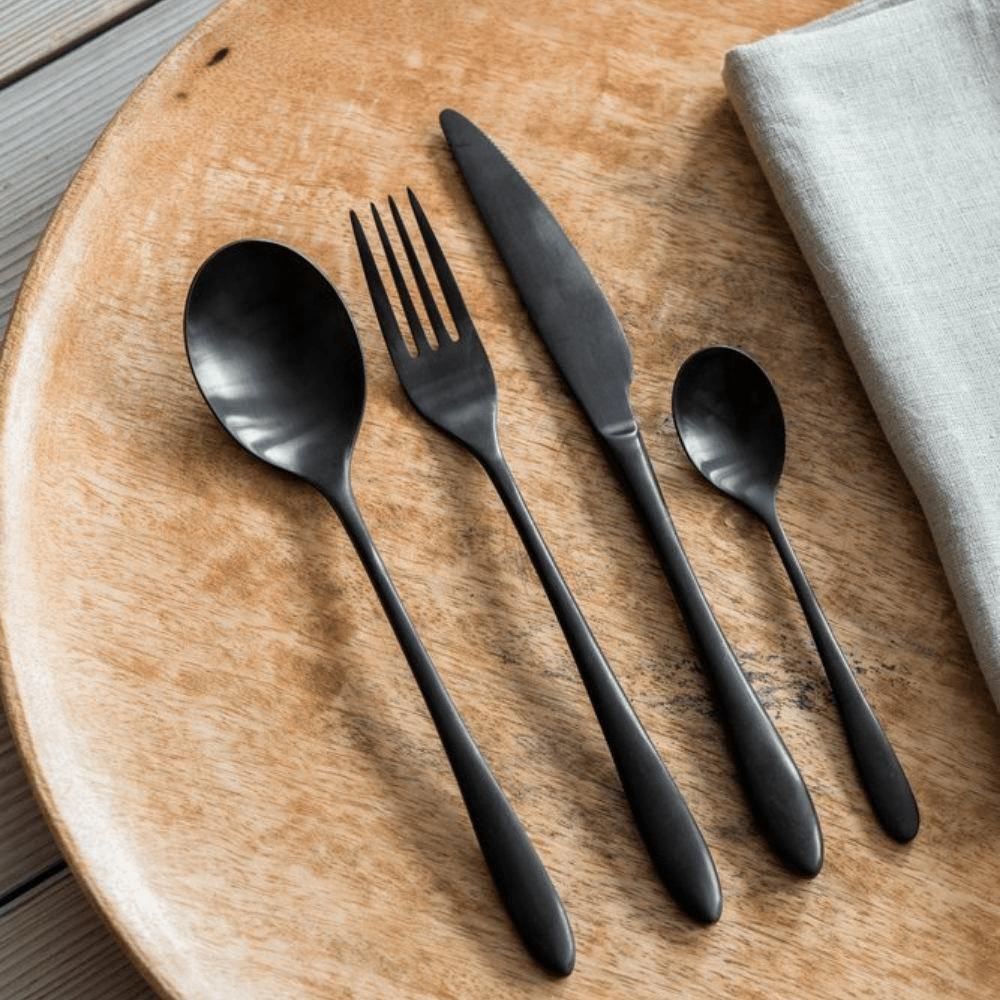 Garden Trading Black Stainless Steel 16 Piece Cutlery Set