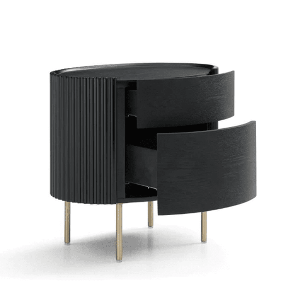 Lantine Bedside Table - Black Oak Tommy Franks 3