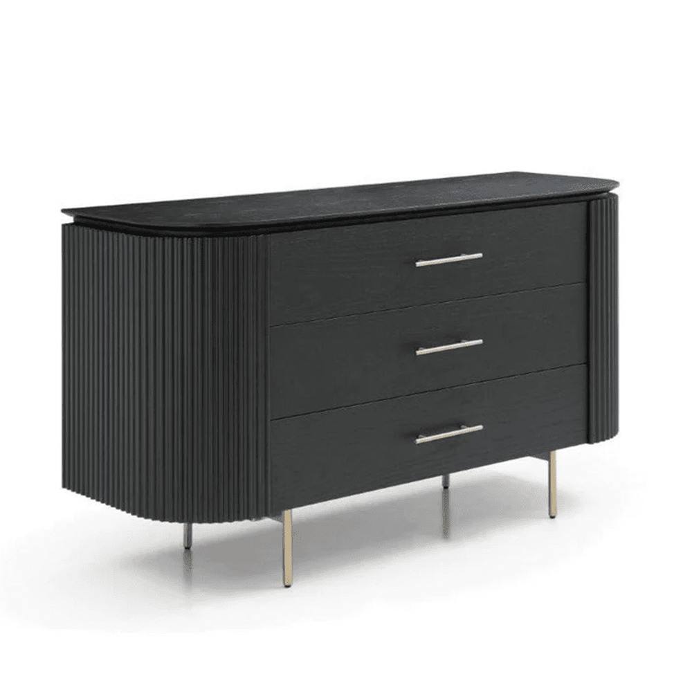 Lantine Oak 3 Drawer Dresser - Matte Black Tommy Franks 3
