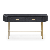 Tommy Franks Lantine Console Table in Black Oak & Brass