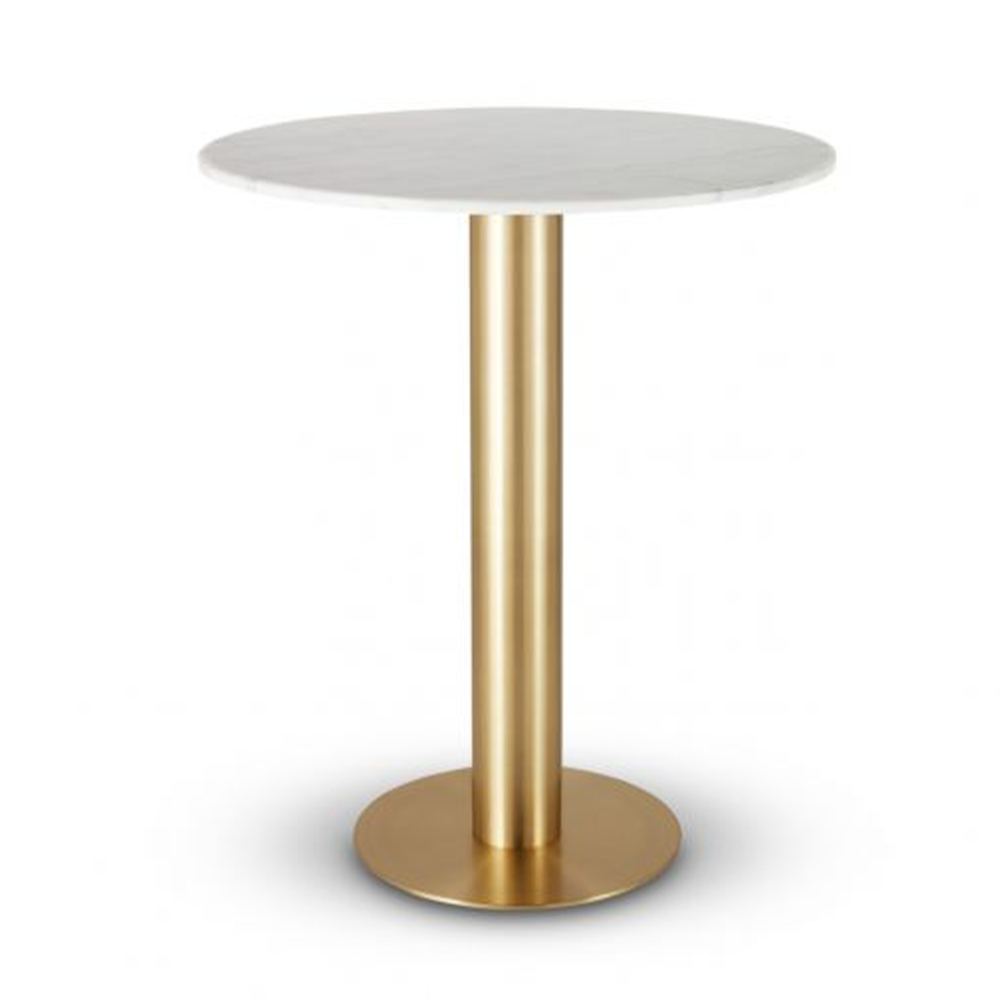 Tom Dixon Tube High Table Brass with White Marble Top | Outlet
