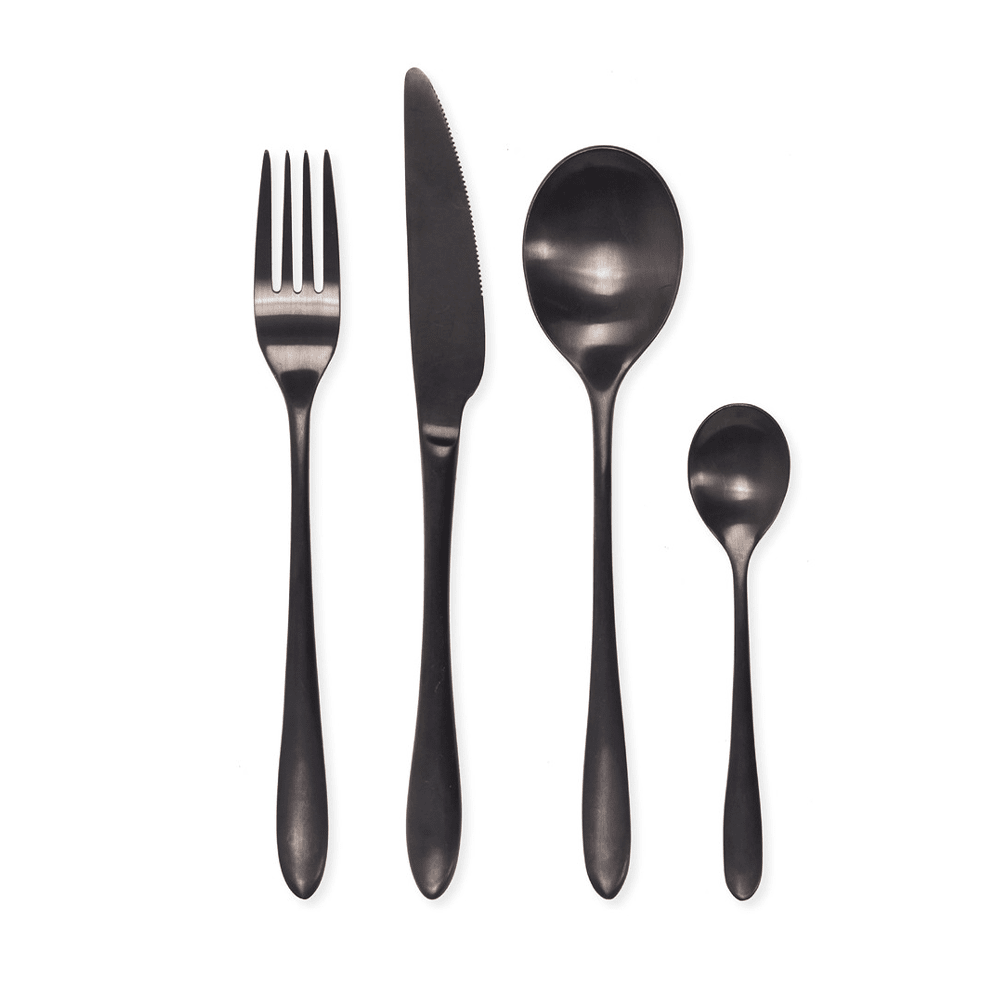 Black Stainless Steel 16 Piece Cutlery Set Garden Trading 1
