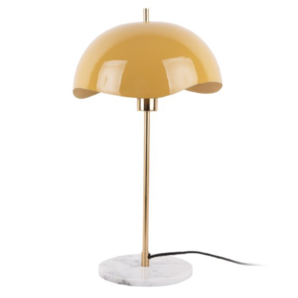  Present Time-Leitmotiv Pair of 2 Enamel Waved Dome Table Lamps in Honey Yellow-Yellow 997 