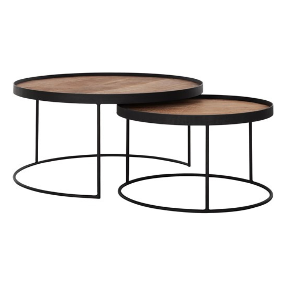 DTP Interiors Mercurius Set of 2 Coffee Tables in Recycled Natural Teakwood