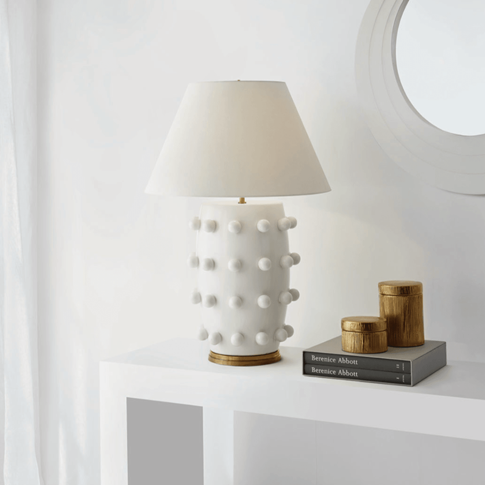Linden Table Lamp - Plaster White with Linen Shade Visual Comfort 2