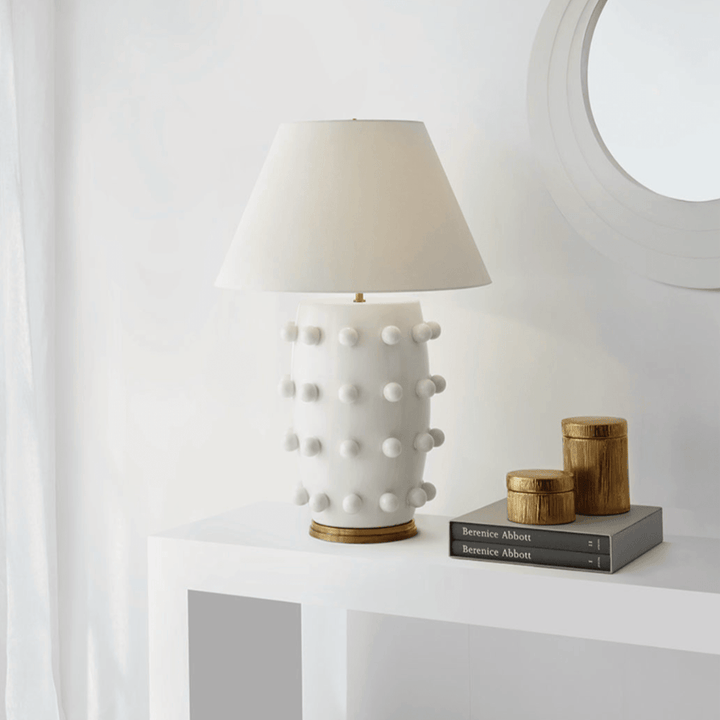 Linden Table Lamp - Plaster White with Linen Shade Visual Comfort 2