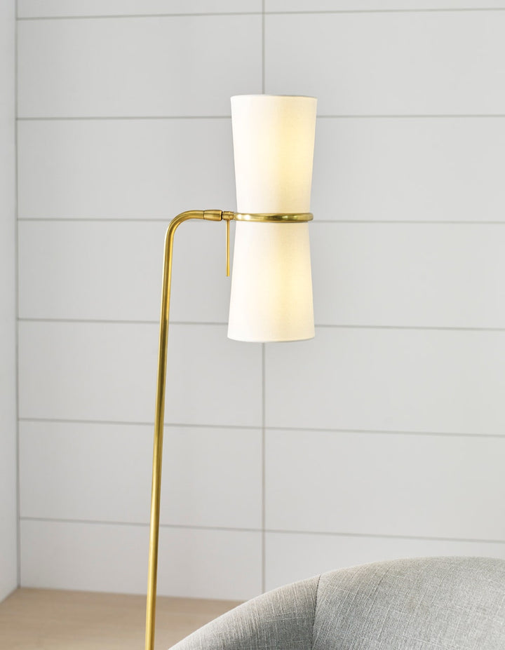 Clarkson Floor Lamp - Antique Brass with Linen Shades Visual Comfort 6