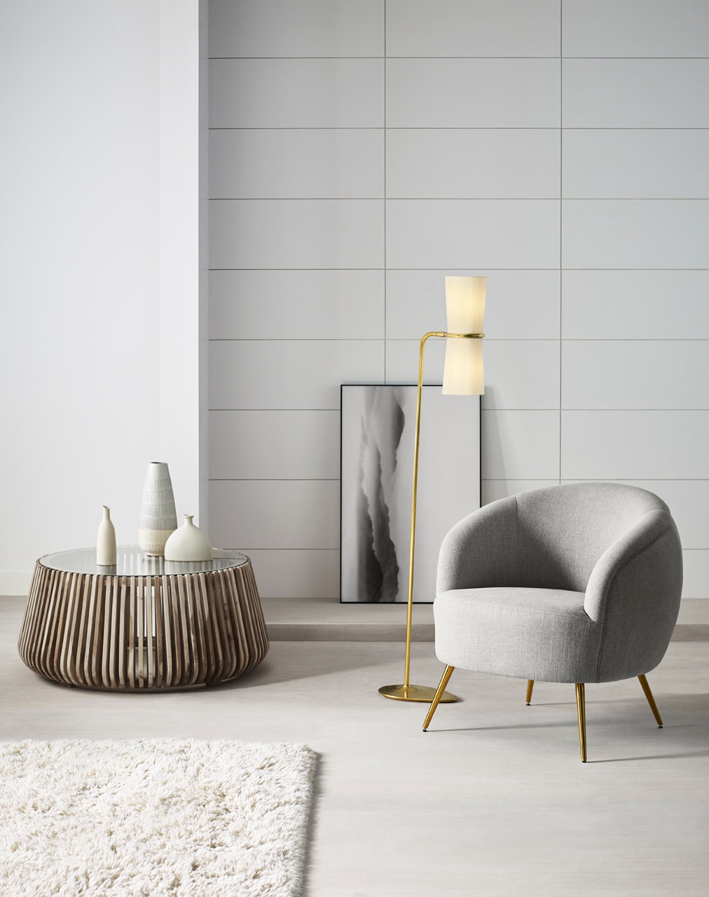 Clarkson Floor Lamp - Antique Brass with Linen Shades Visual Comfort 4