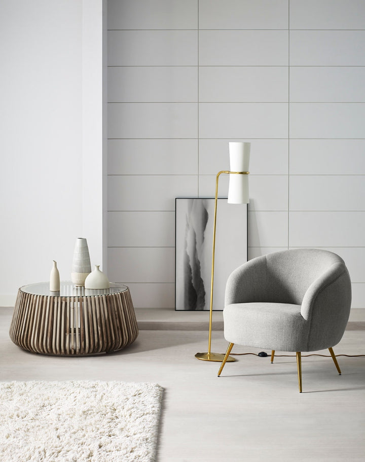 Clarkson Floor Lamp - Antique Brass with Linen Shades Visual Comfort 3