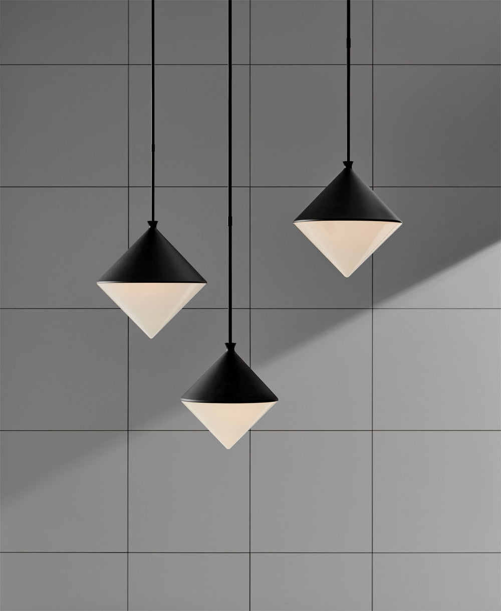 Sarnen Medium Pendant - Matte Black with White Glass Visual Comfort 2