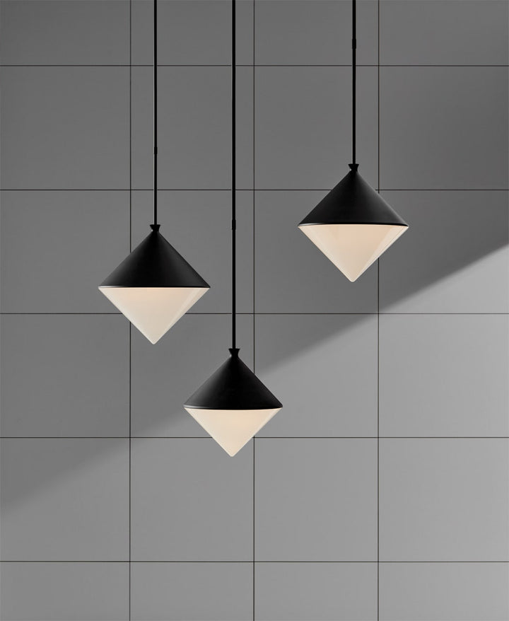Sarnen Medium Pendant - Matte Black with White Glass Visual Comfort 2