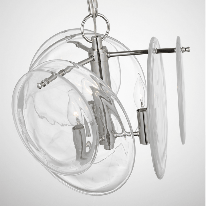 Loire Petite Chandelier - Polished Nickel with Clear Strie Glass Visual Comfort 2