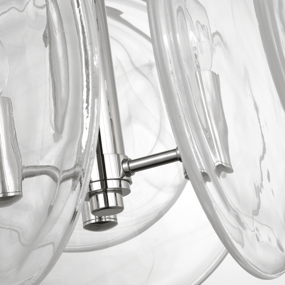 Loire Petite Chandelier - Polished Nickel with Clear Strie Glass Visual Comfort 4