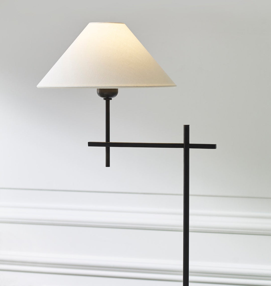 Hackney Bridge Arm Floor Lamp - Bronze with Linen Shade Visual Comfort 4