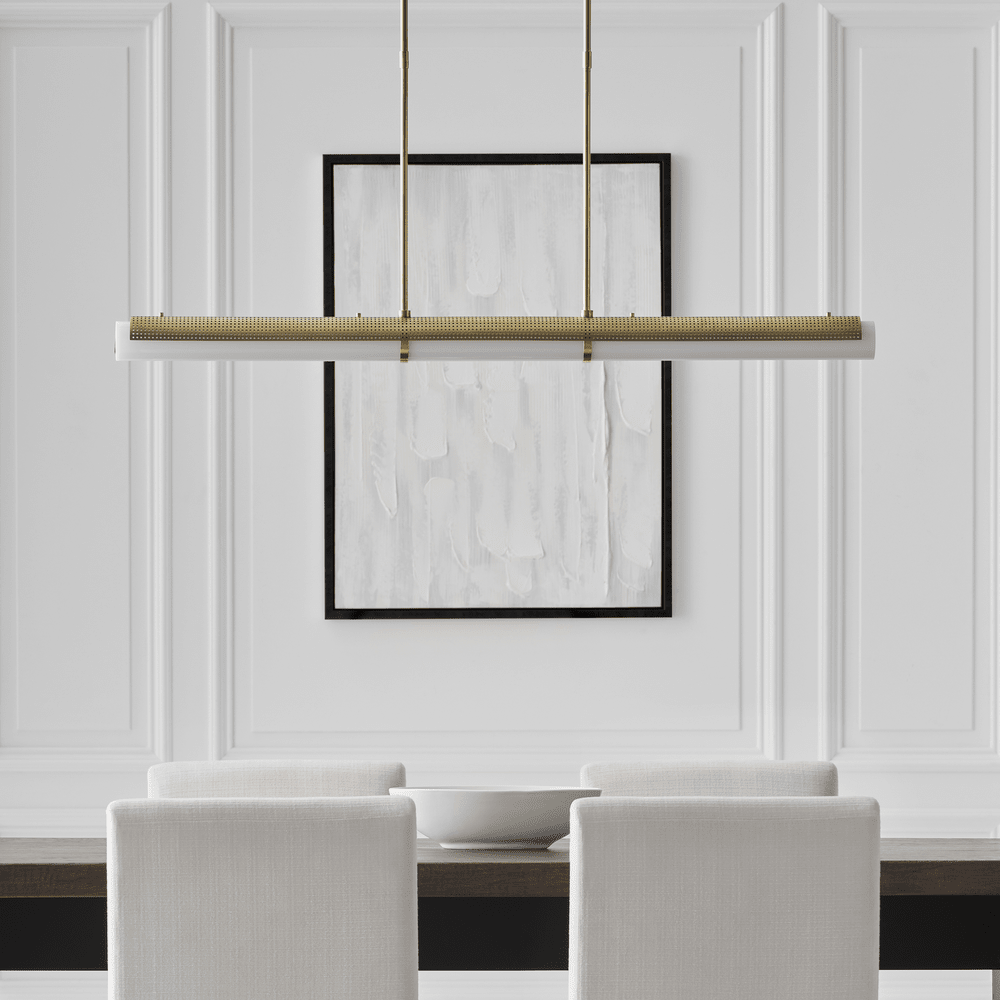 Precision Large Linear Chandelier - Antique-Burnished Brass with White Glass Visual Comfort 2